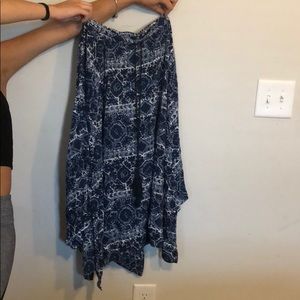 hollister summer blue and white pattern maxi skirt